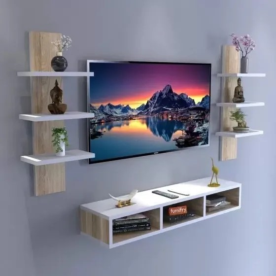 Racks Minimalista Con Repisas Flotantes/ Aéreo Armado