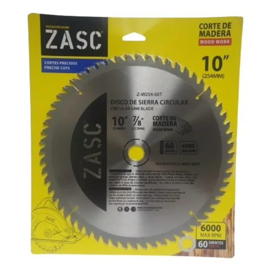 Disco Para Sierra Circular 10 Pulgadas De 60 Dientes Zasc
