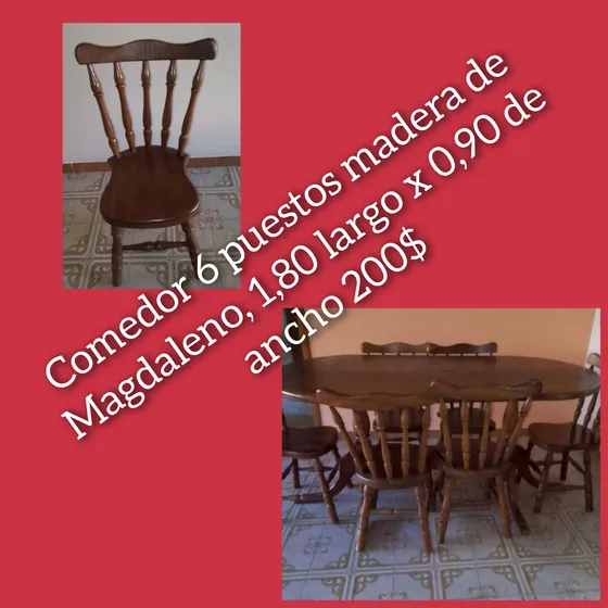 Comedor  6 Sillas 1.8m De Largo Madera De Magdaleno