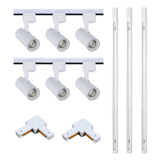Kit Trilho Led 3m Branco Com 6 Spots Led 30w Luz Fria 6500k