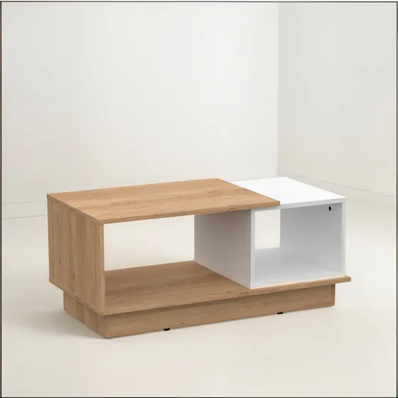 Mesa De Centro Ratona Melamina Living Color Nebraska Natural-blanco