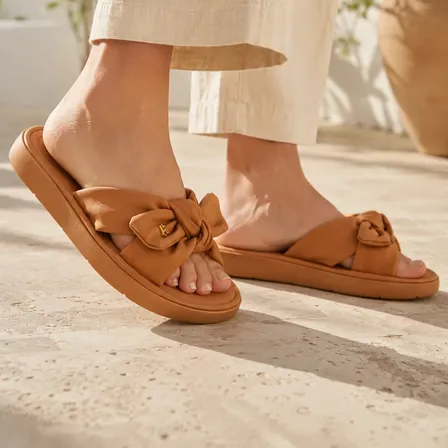 Chinelo Feminino Slide Laço Modare Ultraconforto Ortopédico Nude Liso 38