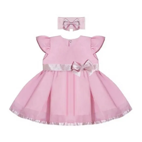 Vestido Para Bebê Menina  Rosa 100% Algodão