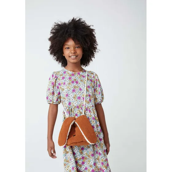 Bolsa Saco Infantil Menina Em Veludo Cotelê Hering Cor Bege