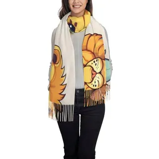Bufanda Con Borlas Estampado De León - Accesorio Estiloso Y Bufanda Con Borlas Estampado De León - Accesorio Estiloso Y
