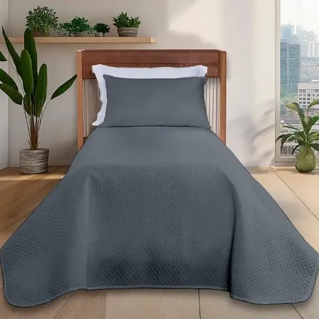 Cobre Leito Colcha Cama Solteiro Matelado Liso 2 Peças Rubi