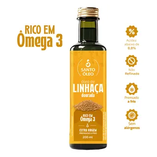 Ăleo De Linhaça Dourada Santo Ăleo Garrafa 200ml Com Ămega 3 Ăleo De Linhaça Dourada Santo Ăleo Garrafa 200ml Com Ămega 3