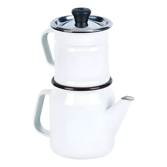 Cafetera Acero Esmalta Gota A Gota 2 Piezas Record Blanco | Cuotas sin interés