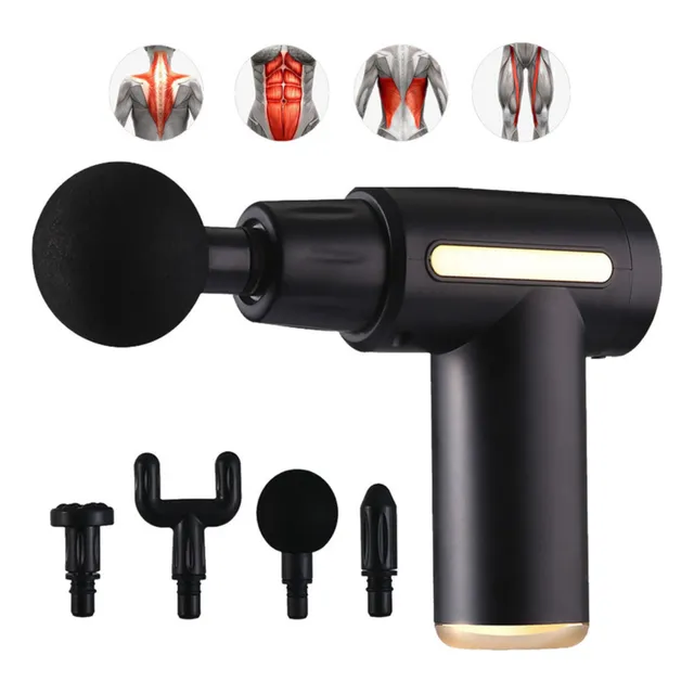 Pentiumpr Fitness Masaje Muscular Relajación Masaje Pistola Carga Usb Y Pantalla Con 4 Cabezal De Masaje
