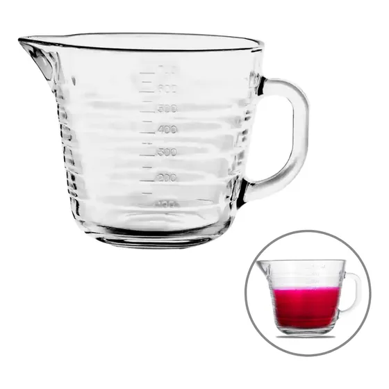 Jarra Graduada Alça Em Vidro Medida Graduada Dosadora 700ml