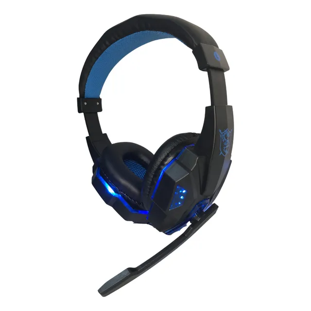 Auriculares Bass Hd Para Jugadores Con Luz Led Usb/p3 Azul