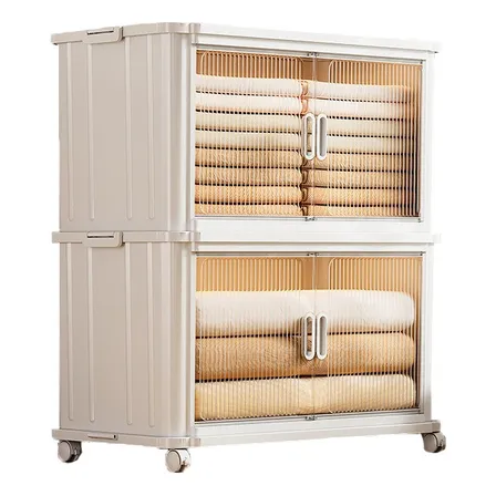 Set 2 Cajas Organizadora Apilables Plegables Con Ruedas