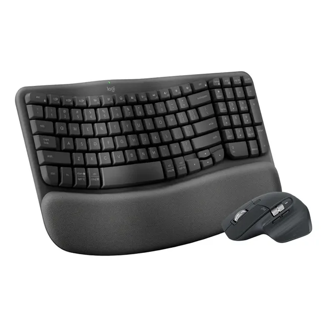 Combo Logitech Teclado Ergo. Wave Keys + Mouse Mx Key Mini Negro Negro