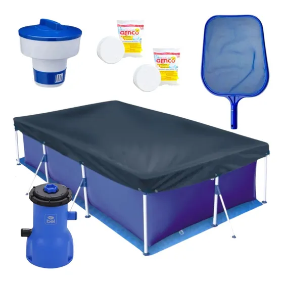 Kit Piscina 3700l + Capa + Filtro 220v + Flutuador + Peneira