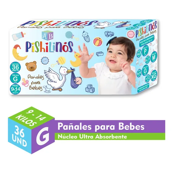 Pañales Para Bebés Talla G Pishilinos. Paquete X 36 