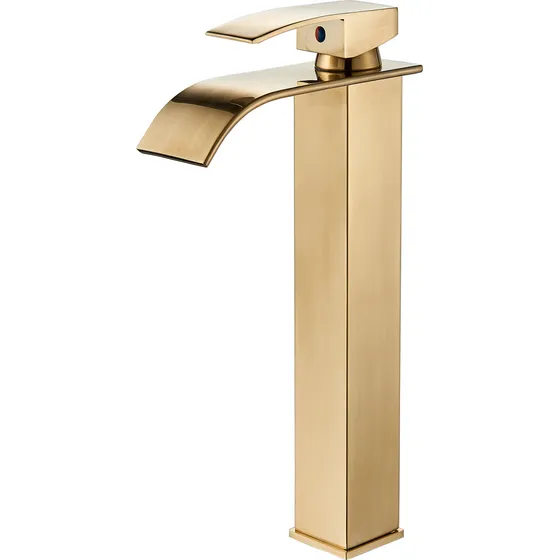 Grifo Monomando Mezclador Cascada,grifos Para Lavabo De Baño Acabado Brillante Color Dorado