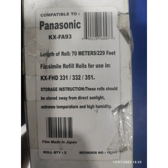 Película Para Fax Panasonic Kxfa93 Kxfhd331 332 351 Caracas