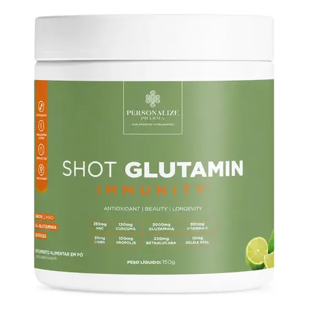 Shot Matinal Glutamin Immunity Limão com NAC e 3g de L-Glutamina, 150g