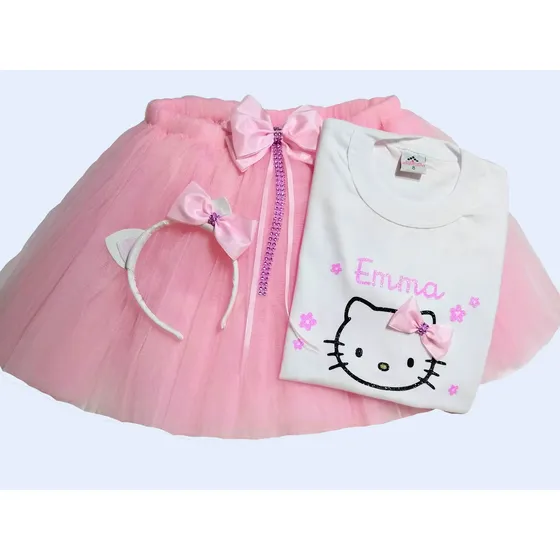 Set Kitty Tutu - Disfraz Simil - Tutu + Vincha Y Remera