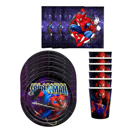 Pack Platos Vasos Spiderman Con Servilletas