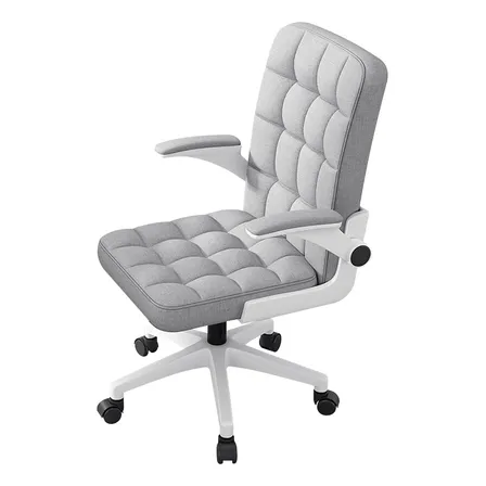 Silla De Escritorio De Tela Acolchada Silla De Oficina Giratoria Ergonómica Apoyabrazo Ajustable Vidita Color Gris