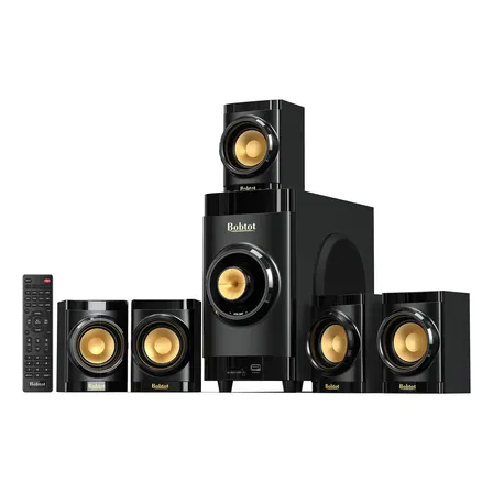 Home Theater Bobtot 5.1 B38 Preto, 20hz-20khz, 100w Rms, 5 Alto-falantes Com Subwoofer, Bluetooth, Hdmi, Usb, Entrada Óptica, Inclui Controle Remoto E Antena. 127v
