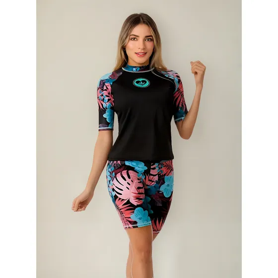 Vestido De Baño Tankini Praie Ref: 2424 Mangas 3/4 Biker 