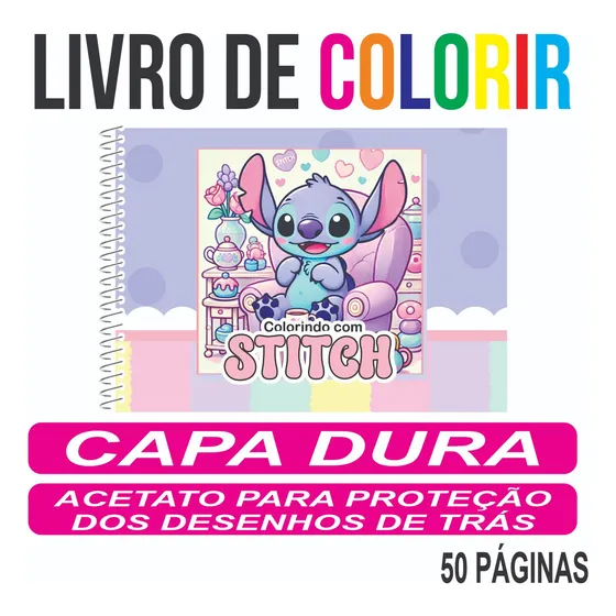 Livro De Colorir Caderno De Pintar Vários Temas Capa Dura Com Acetato Personagens Infantil