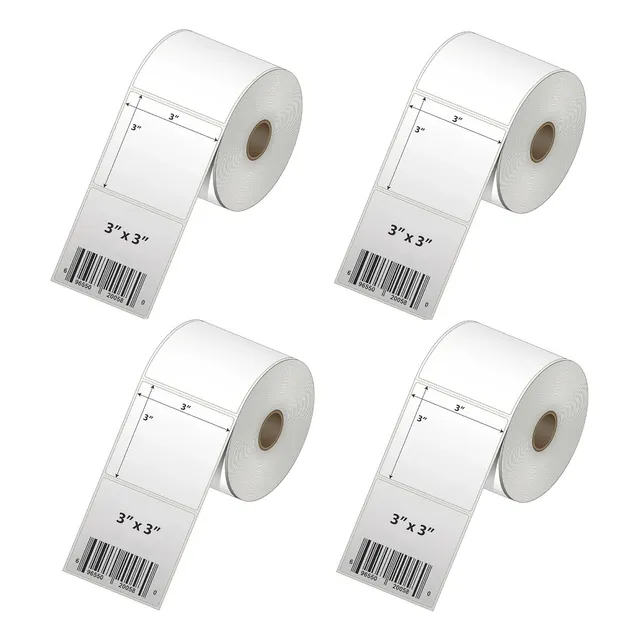 4 Rollos De 100 Etiquetas Termica 76x76mm 3x3 Td Premium Color Blanco Diseño Impreso Ninguno