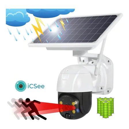 Solar Wifi Câmera Externa Vigilância Resiste Sol Chuva Ip66 Preto
