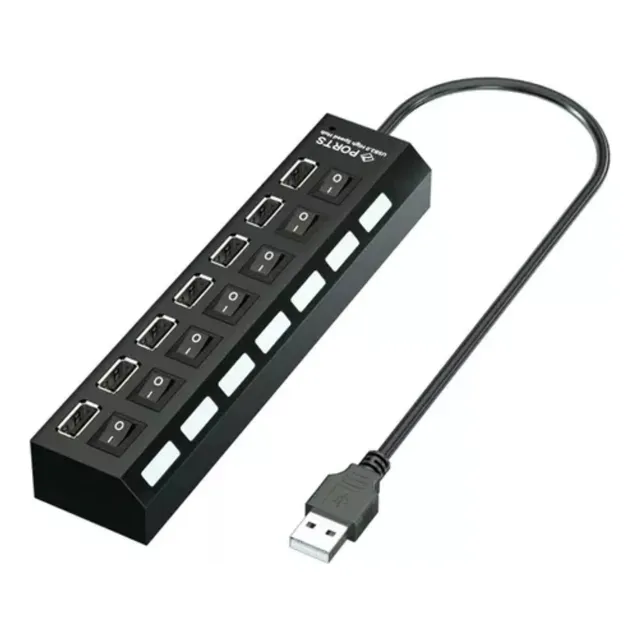 Multi Puerto 7 Puertos Hub Usb 2.0 Con Interruptor Switch