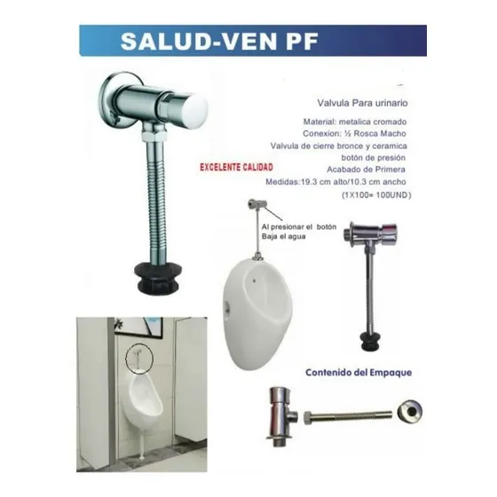 Llave Push Button Para Urinario Cierre Automático 