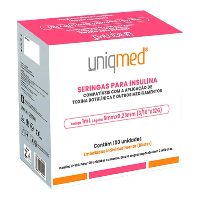 Seringa 1ml Agulha 32g Insulina, Anestésicos, Estética Botox