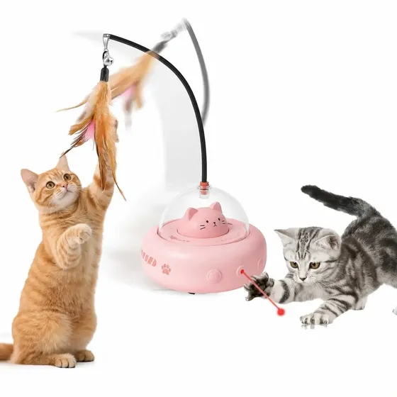 Brinquedo Automático Para Gatos Usb-c Pena Giratória 360