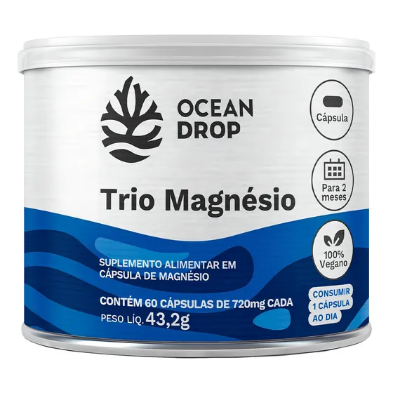 Trio Magnesio 720mg 60 Caps - Ocean Drop Sabor Sem sabor