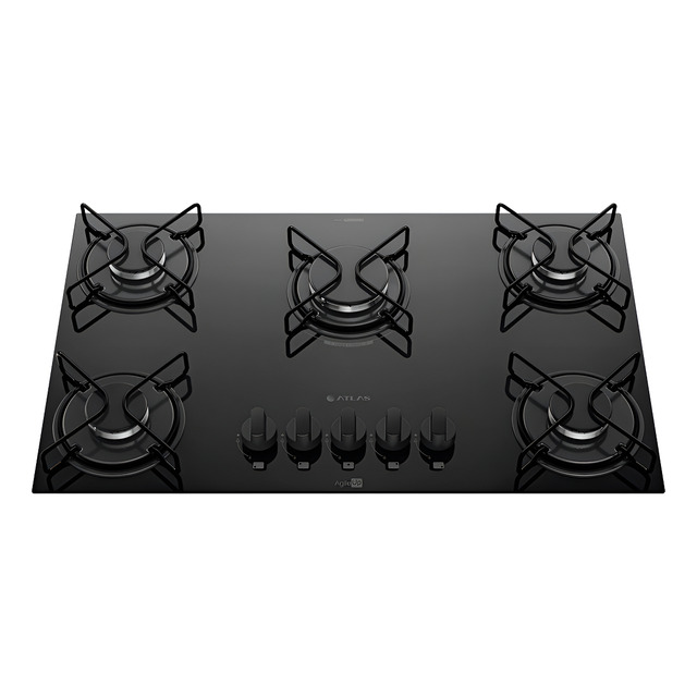 Cooktop 5 Bocas A Gás Atlas Agile Up Mega Chama Preto Cooktop 5 Bocas A Gás Atlas Agile Up Mega Chama Preto