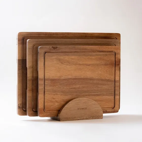 Set De 3 Tablas De Cortar De Acacia Para Picar Y Cortar