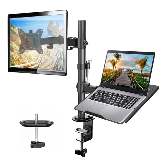 Suporte Duplo Articulado De Fixa Mesa Para Monitor/notebook