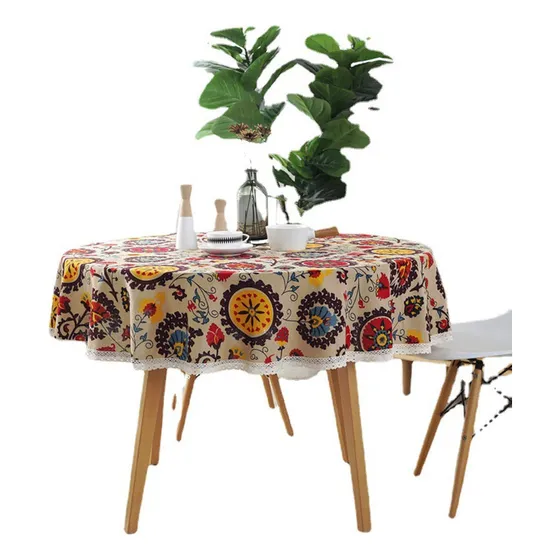 Zl Toalha De Mesa Redonda De Renda Boêmia Para Sala De