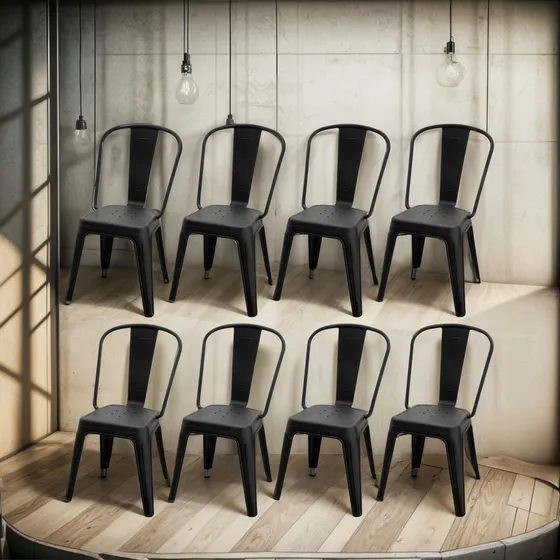 Pack X8 Sillas Tolix Plástica Estilo Industrial Baires4