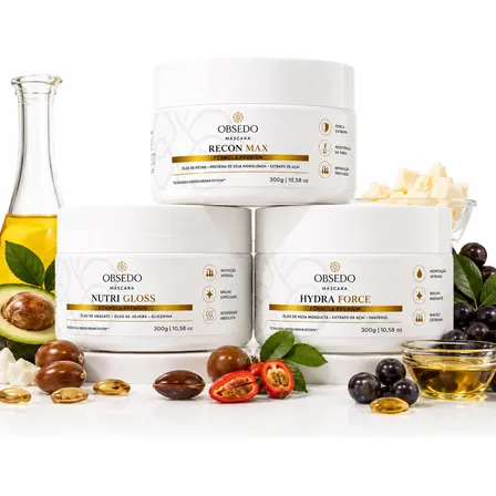 Kit Cronograma Capilar Profissional 3 Máscaras Obsedo 300g