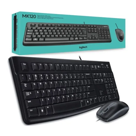 Combo Teclado Mouse Logitech Mk120 Usb.