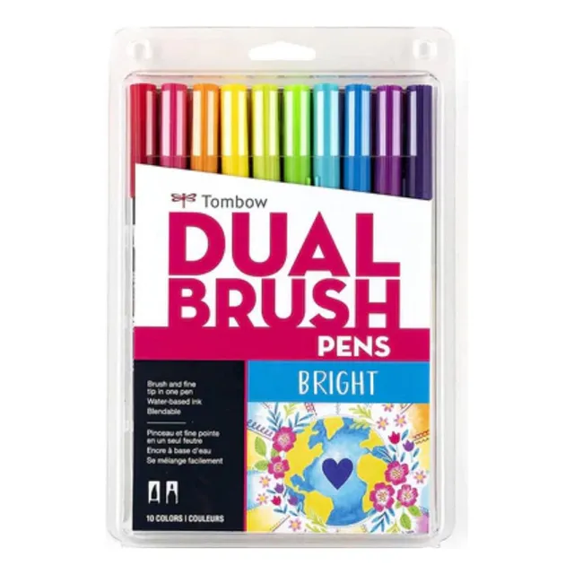 10 Marcadores Arte Dual Brush Pen Tombow Colores Brillantes