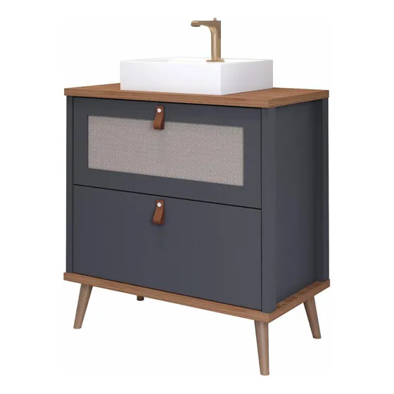 Mueble de baño Mgm Veneto de MDF gris con bañera, 60 cm