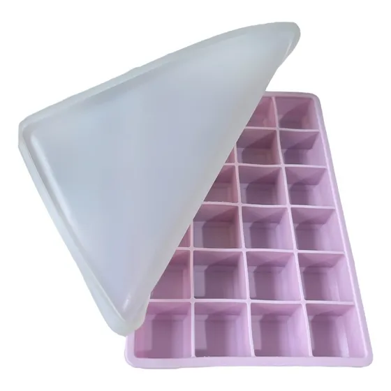 Cubetera De Silicona Con Tapa 24 Piezas - Lila