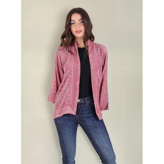 Kimono Corto Mujer De Seda India Mandala Bohemia 21