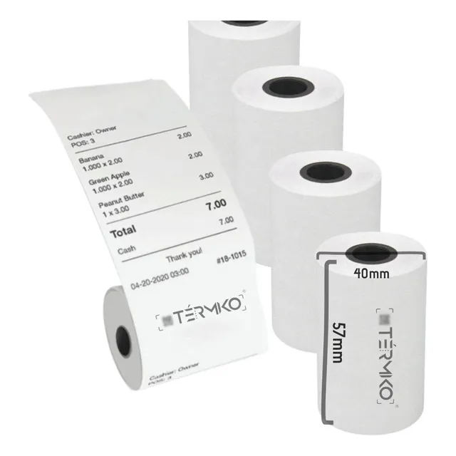 100 Rollos Papel Termico 57x40 Recibo Terminal Minprinter V1