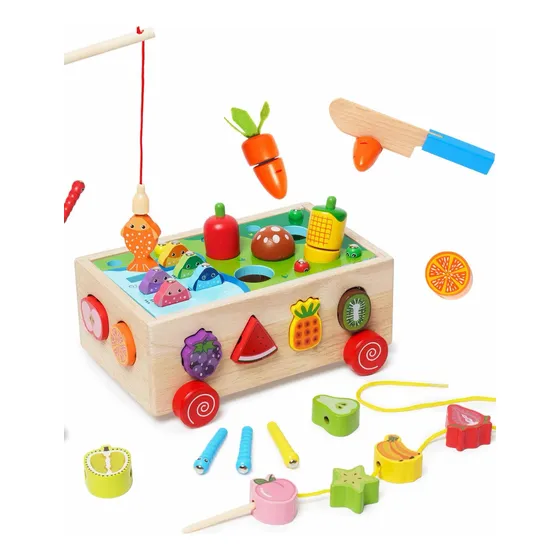 Juego Didáctico Coche En Madera 7 Funciones En 1