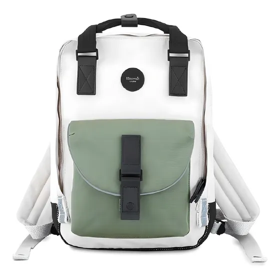 Himawari - Mochila Escolar O De Viaje Porta Laptop H201-1 Color Blanco Y Verde Oscuro