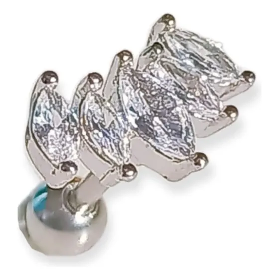 Aro Piercing Punto De Luz Helix Flat Lobulo Zirconia Unidad